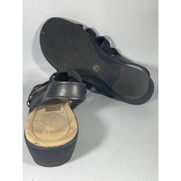 Womens Wedge Sandals 6 1/2 black stretch strap boho summer St. Johns Bay Innis - Picture 7 of 7